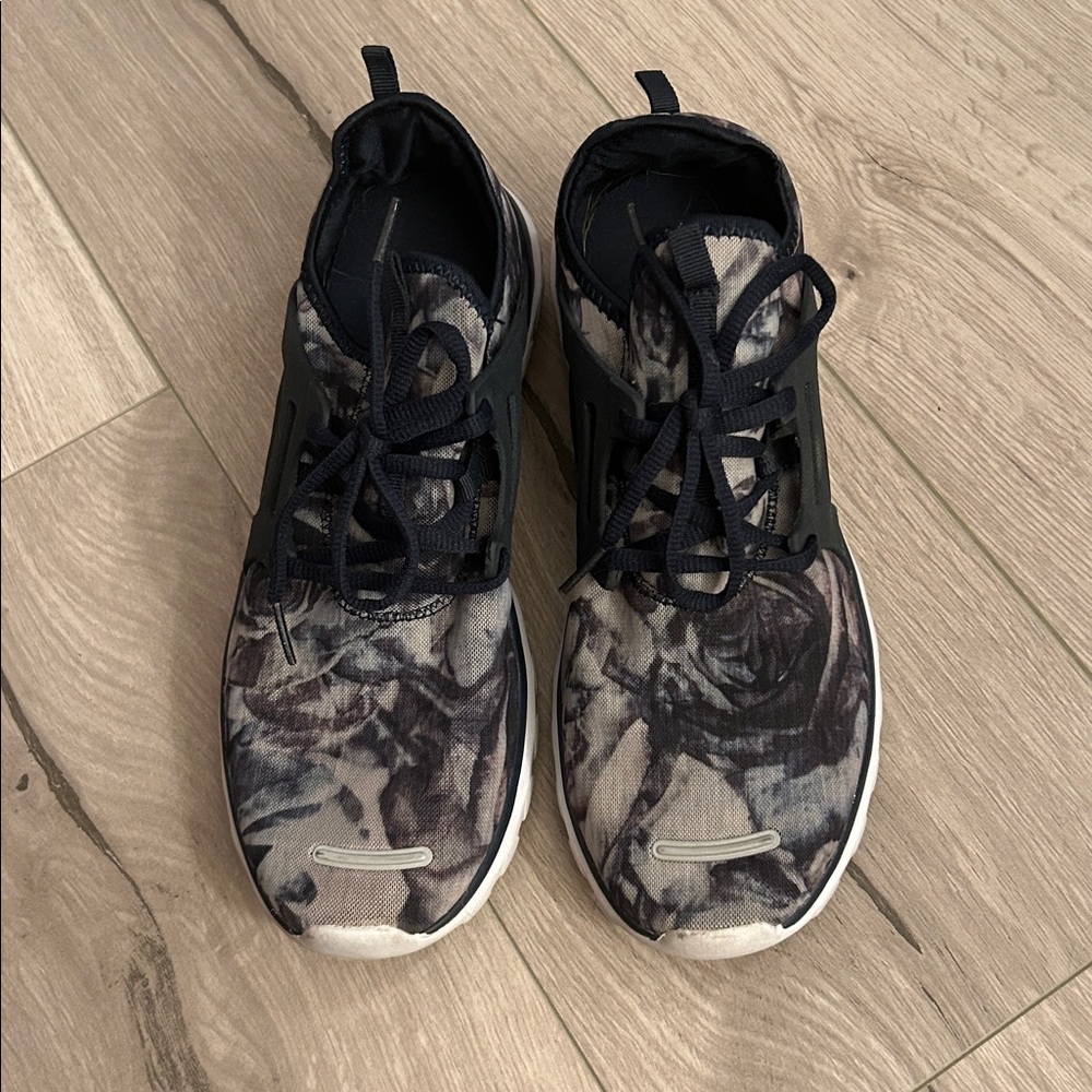 Navy, Black + light pink  Marble flower Print Champion  Athletic Sneakers